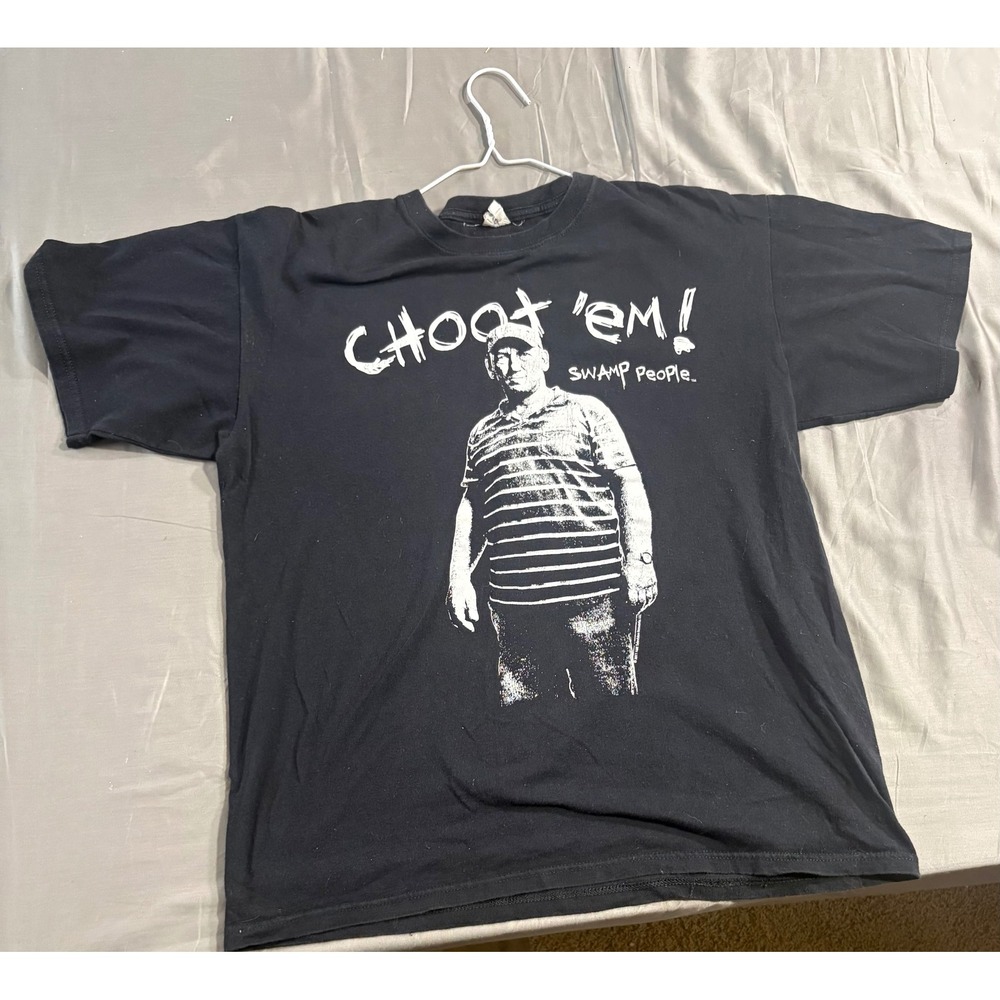 Swamp People Choot Em Troy Landry Graphic T-Shirt Black Mens Large Anvil